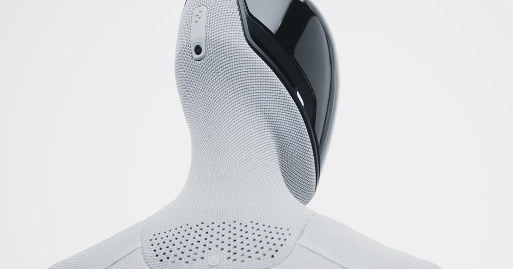 Close view of Figure 03's head and upper body