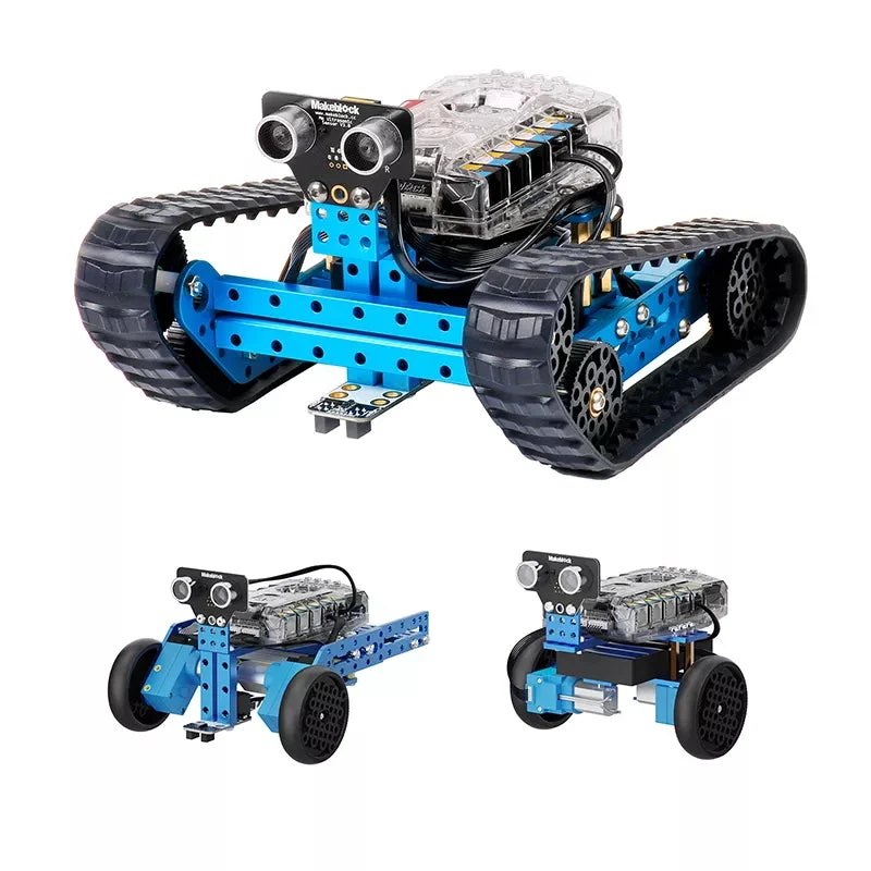Three alternative mBot Ranger builds shown together by Makeblock