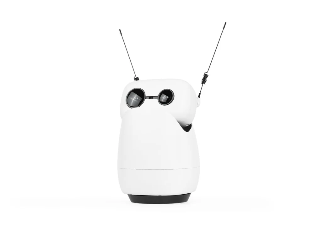 White Reachy Mini with two antennae and round eyes