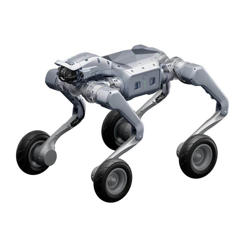 Unitree As2-W quadruped with a wheel on each leg