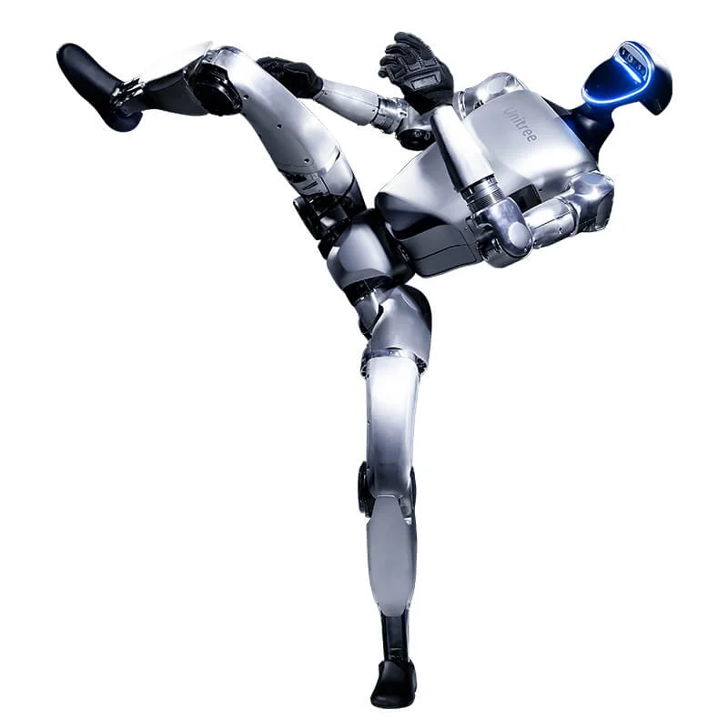 Unitree G1 humanoid balancing with one leg raised