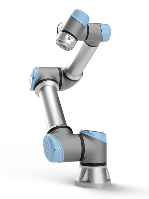Universal Robots UR5e arm with blue joint covers